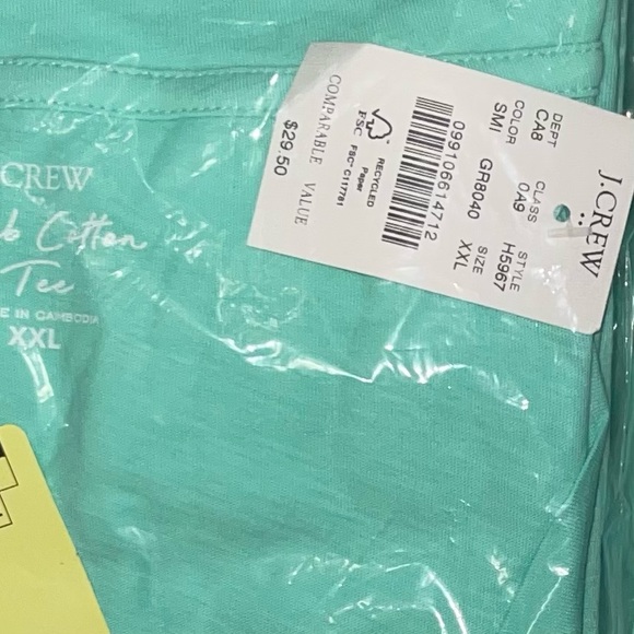 J. CREW V-Neck Tee Vintage Slub Cotton Sunwashed Mint Short Sleeve T-Shirt NWT - Picture 6 of 9